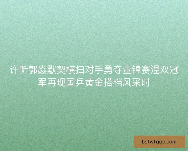 许昕郭焱默契横扫对手勇夺亚锦赛混双冠军再现国乒黄金搭档风采时 许昕郭焱默契横扫对手勇夺亚锦赛混双冠军再现国乒黄金搭档风采时