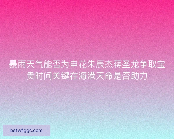 暴雨天气能否为申花朱辰杰蒋圣龙争取宝贵时间关键在海港天命是否助力 暴雨天气能否为申花朱辰杰蒋圣龙争取宝贵时间关键在海港天命是否助力