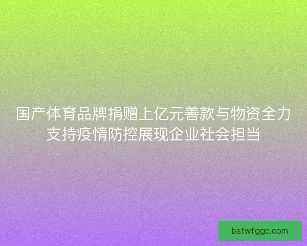 国产体育品牌捐赠上亿元善款与物资全力支持疫情防控展现企业社会担当